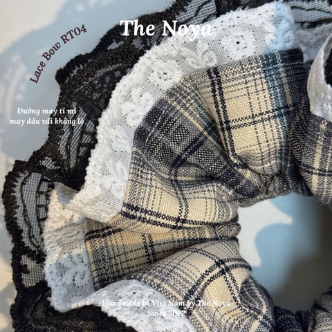 'LACE BOW' Dây buộc tóc scrunchies 4 tầng SIÊU PHỒNG phối ren handmade by The Noya RT04