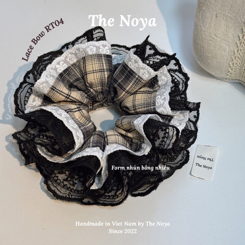 'LACE BOW' Dây buộc tóc scrunchies 4 tầng SIÊU PHỒNG phối ren handmade by The Noya RT04