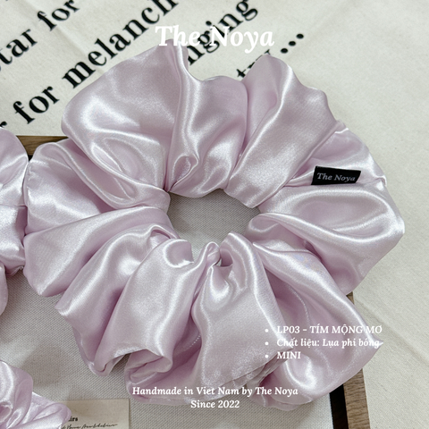 Dây buộc tóc siêu phồng handmade phi lụa màu tím mộng mơ by The Noya LP03