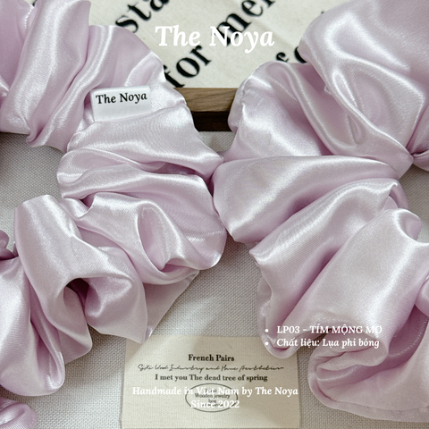 Dây buộc tóc siêu phồng handmade phi lụa màu tím mộng mơ by The Noya LP03