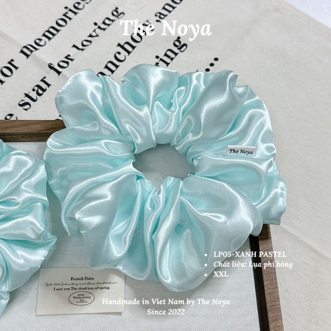 Dây buộc tóc siêu phồng handmade phi lụa XANH PASTEL by The Noya LP05