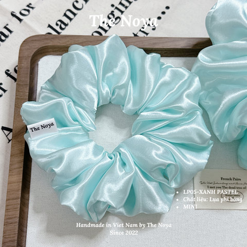 Dây buộc tóc siêu phồng handmade phi lụa XANH PASTEL by The Noya LP05