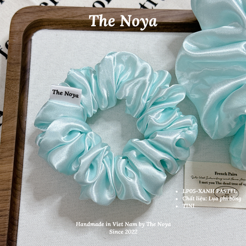 Dây buộc tóc siêu phồng handmade phi lụa XANH PASTEL by The Noya LP05