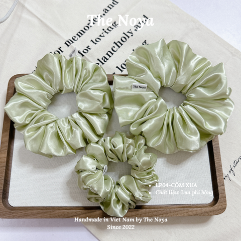 Dây buộc tóc siêu phồng handmade phi lụa Cốm Xưa by The Noya LP04