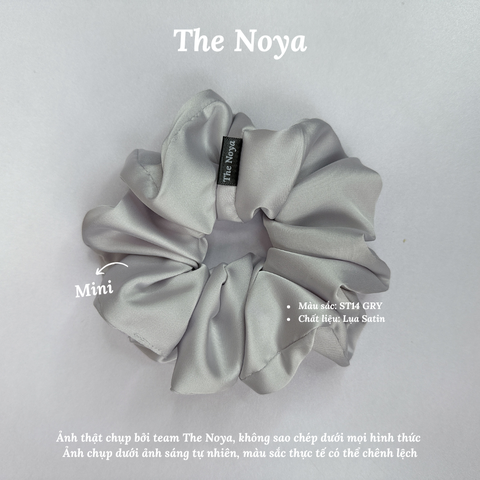 Dây buộc tóc Scrunchies lụa satin màu GRY cỡ lớn siêu bồng bềnh handmade The Noya ST14