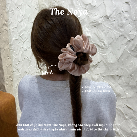 Dây buộc tóc Scrunchies lụa satin NUDA cỡ lớn siêu bồng bềnh handmade by The Noya ST13
