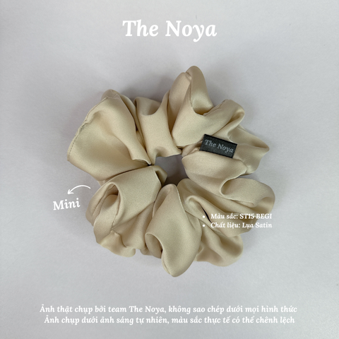 Dây buộc tóc Scrunchies lụa satin màu BEGI cỡ lớn siêu bồng bềnh handmade The Noya ST15
