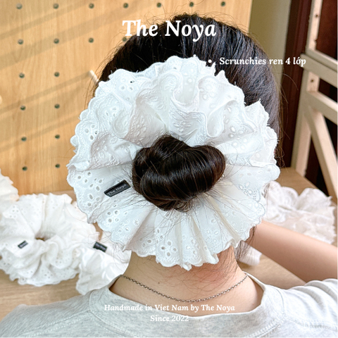 [SIÊU TO] Scrunchies 4 lớp The Noya siêu bồng bềnh thô pha ren