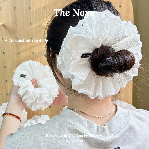 [SIÊU TO] Scrunchies 4 lớp The Noya siêu bồng bềnh thô pha ren