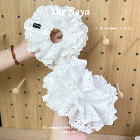 [SIÊU TO] Scrunchies 4 lớp The Noya siêu bồng bềnh thô pha ren