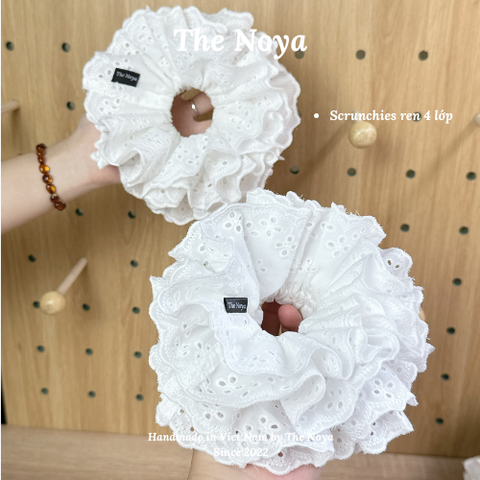 [SIÊU TO] Scrunchies 4 lớp The Noya siêu bồng bềnh thô pha ren
