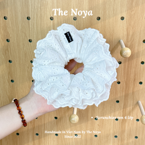 [SIÊU TO] Scrunchies 4 lớp The Noya siêu bồng bềnh thô pha ren