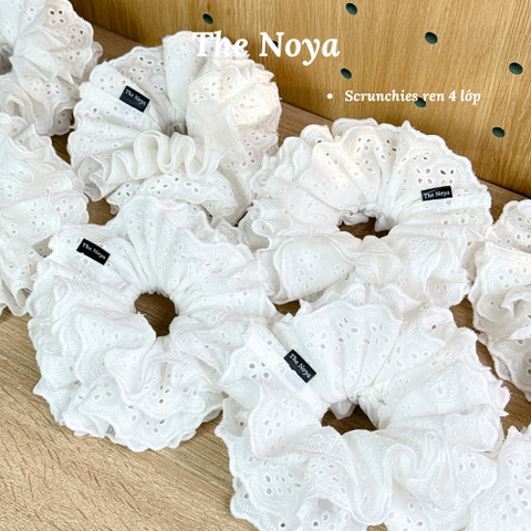 [SIÊU TO] Scrunchies 4 lớp The Noya siêu bồng bềnh thô pha ren