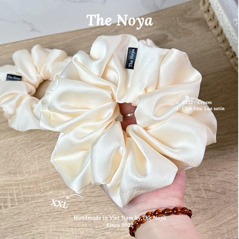 Cream Scrunchies - Dây buộc tóc siêu phồng handmade phi lụa by The Noya ST22