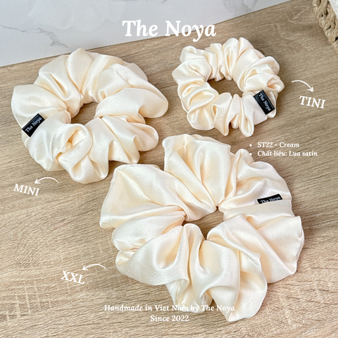 Cream Scrunchies - Dây buộc tóc siêu phồng handmade phi lụa by The Noya ST22