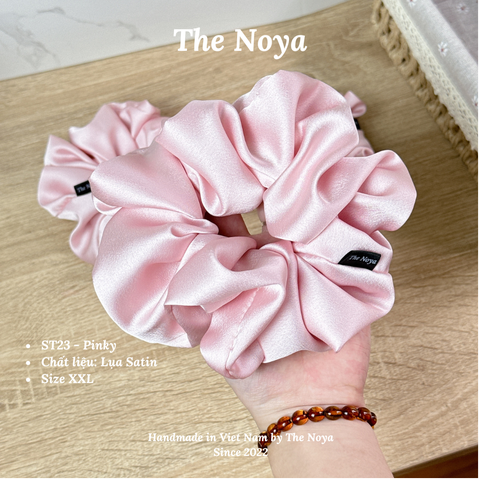 Pinky Scrunchies - Dây buộc tóc siêu phồng handmade phi lụa by The Noya ST23