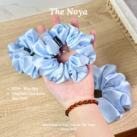 Blue Sky Scrunchies - Dây buộc tóc siêu phồng handmade phi lụa by The Noya ST24