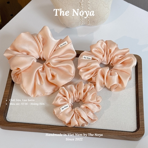 Dây buộc tóc scrunchies Hoàng Hôn lụa satin mềm mại siêu phồng handmade by The Noya ST36