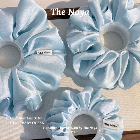 BABY OCEAN - Dây buộc tóc scrunchies lụa satin mềm mại siêu phồng handmade by The Noya ST39