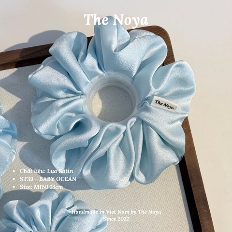 BABY OCEAN - Dây buộc tóc scrunchies lụa satin mềm mại siêu phồng handmade by The Noya ST39