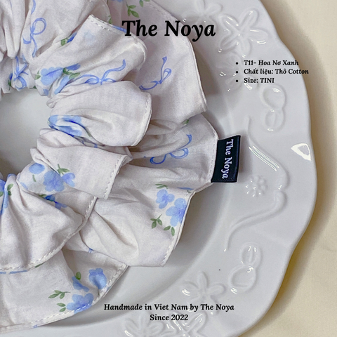 Hoa Nơ Xanh-Dây buộc tóc handmade mí viền by The Noya T11