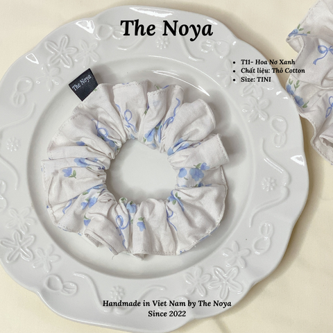 Hoa Nơ Xanh-Dây buộc tóc handmade mí viền by The Noya T11