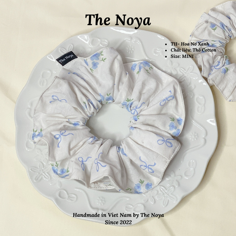 Hoa Nơ Xanh-Dây buộc tóc handmade mí viền by The Noya T11