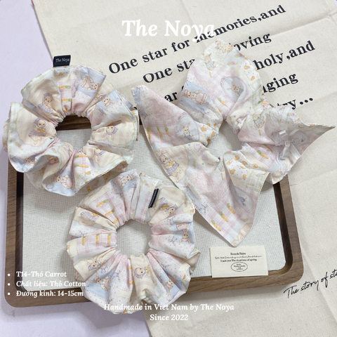 Thỏ Carrot-Dây buộc tóc handmade hoạ tiết mix by The Noya T14