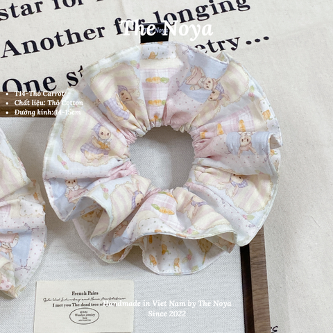 Thỏ Carrot-Dây buộc tóc handmade hoạ tiết mix by The Noya T14