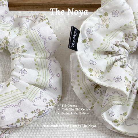 GREENY-Dây buộc tóc handmade hoạ tiết lạ by The Noya T15