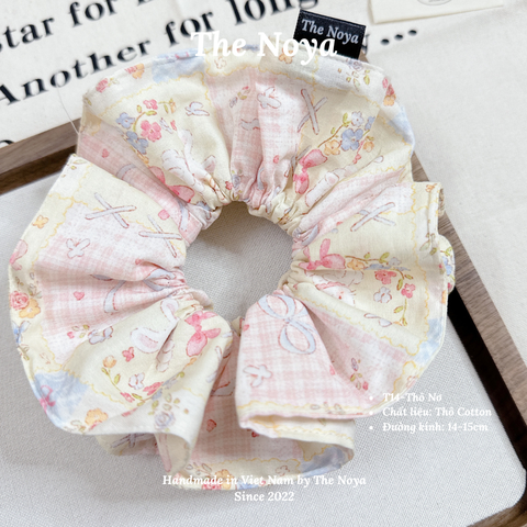 Thỏ Nơ-Dây buộc tóc handmade hoạ tiết mix by The Noya T16