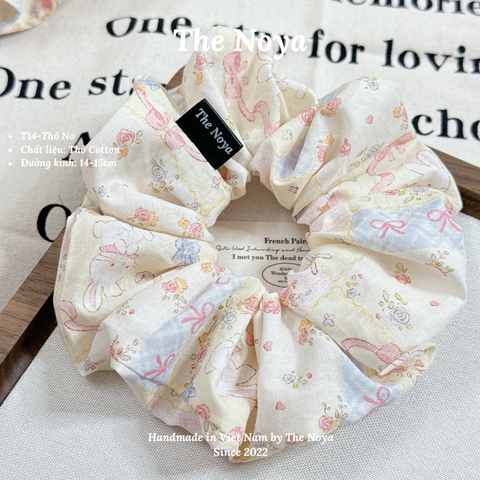 Thỏ Nơ-Dây buộc tóc handmade hoạ tiết mix by The Noya T16