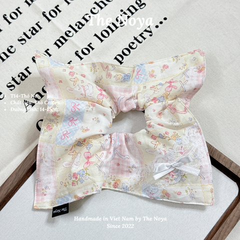 Thỏ Nơ-Dây buộc tóc handmade hoạ tiết mix by The Noya T16