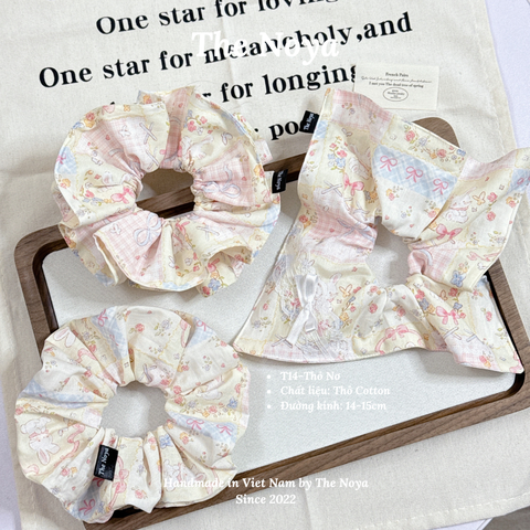 Thỏ Nơ-Dây buộc tóc handmade hoạ tiết mix by The Noya T16