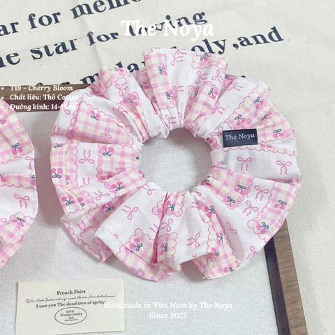 Cherry Bloom - Dây buộc tóc handmade hoạ tiết lạ by The Noya T19