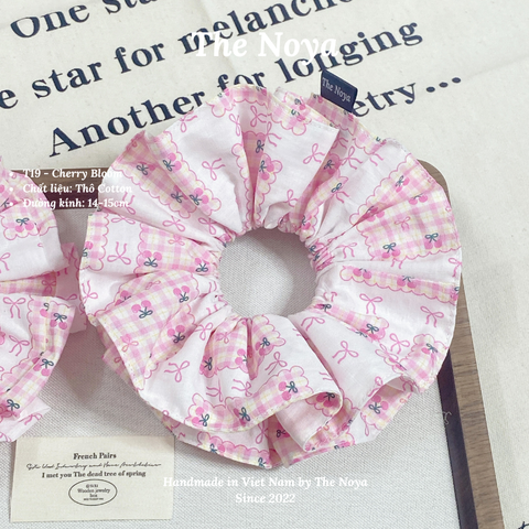 Cherry Bloom - Dây buộc tóc handmade hoạ tiết lạ by The Noya T19