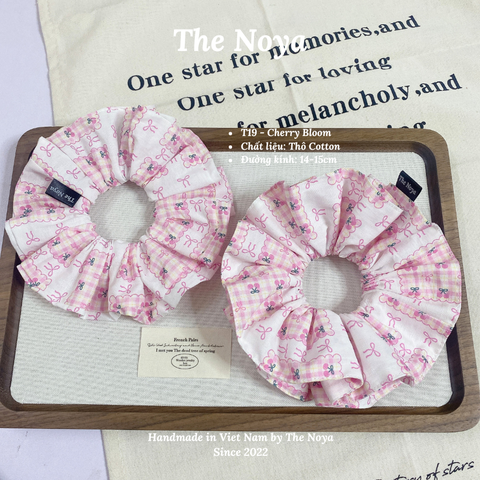 Cherry Bloom - Dây buộc tóc handmade hoạ tiết lạ by The Noya T19