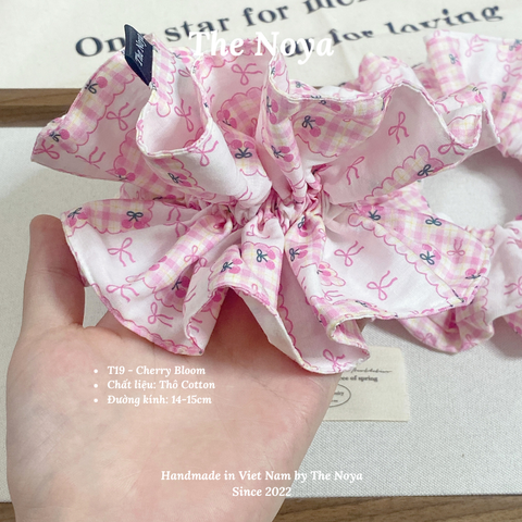 Cherry Bloom - Dây buộc tóc handmade hoạ tiết lạ by The Noya T19