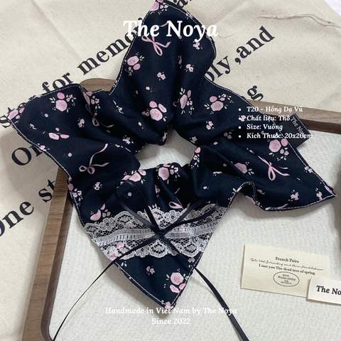 Hồng Dạ Vũ - Dây buộc tóc handmade hoạ tiết lạ by The Noya T20