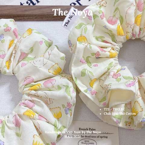 THƠ BÉ SCRUNCHIES 2 TẦNG - Dây buộc tóc handmade hoạ tiết THƠ BÉ mix The Noya T23