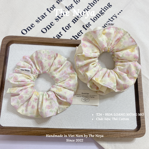 Scrunchies 2 TẦNG - Dây buộc tóc handmade hoạ tiết hoa loang mộng mơ The Noya T24