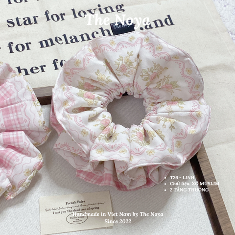 LINH SCRUNCHIES - Dây buộc tóc 3 KIỂU handmade hoạ tiết lạ nhiều mặt The Noya T26