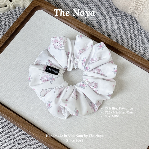 Mèo Hoa Hồng - Dây buộc tóc handmade siu phồng hoạ tiết mèo by The Noya T52