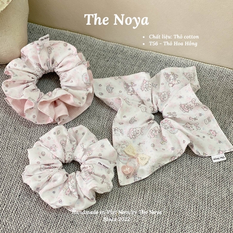Scrunchies handmade nhiều kiểu hoạ tiết Thỏ Hoa Hồng mềm mại by The Noya T56