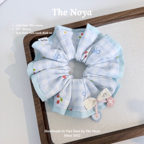 Bluery - Dây buộc tóc scrunchie handmade by The Noya chất thô cotton vibe xanh dương T57