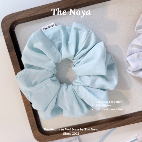 Bluery - Dây buộc tóc scrunchie handmade by The Noya chất thô cotton vibe xanh dương T57