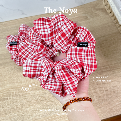 [SIÊU TO] Dây buộc tóc/Scrunchies handmade Loại 1 The Noya T6 - KẺ ĐỎ