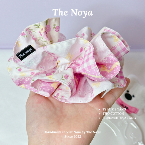 Scrunchies 2 tầng hoạ tiết lạ handmade by The Noya T9