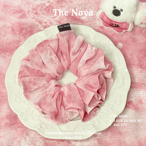 [LIMITED] Scrunchies tơ sóng màu pastel form to may mí viền đẹp handmade by The Noya TO2