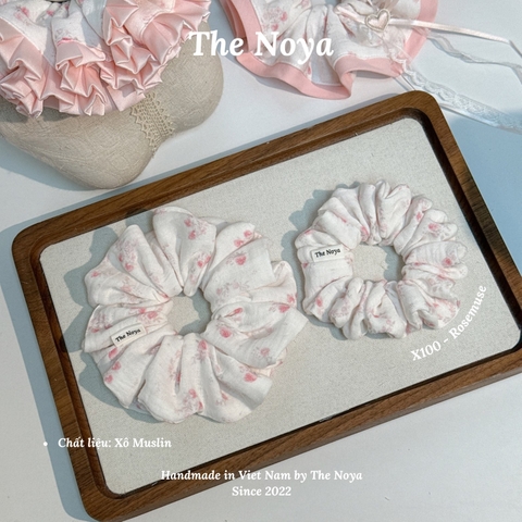 Rosemuse Scrunchie - Dây buộc tóc xô muslim 2 tầng phối viền, scrunchie cẩm tú cầu handmade by The Noya X100